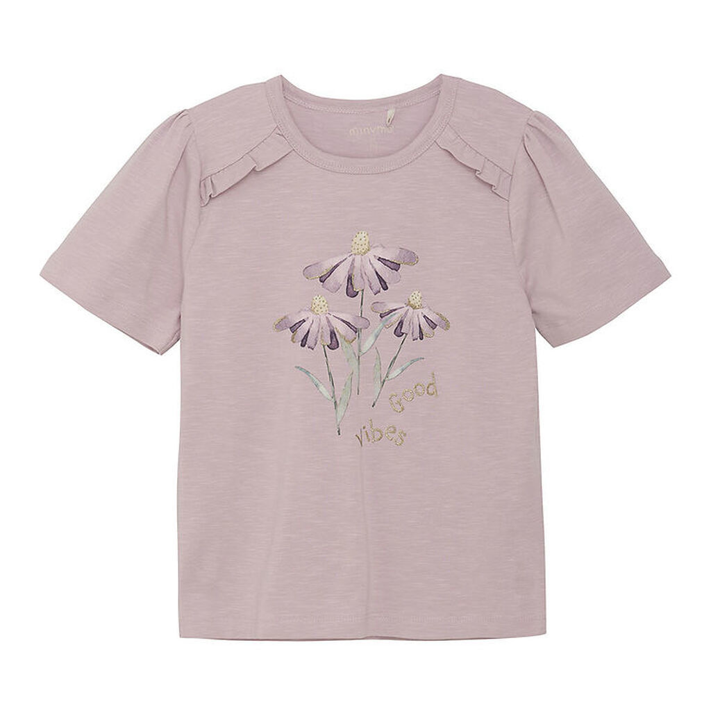 Minymo T-shirt - Burnished Lilac m. Blomster