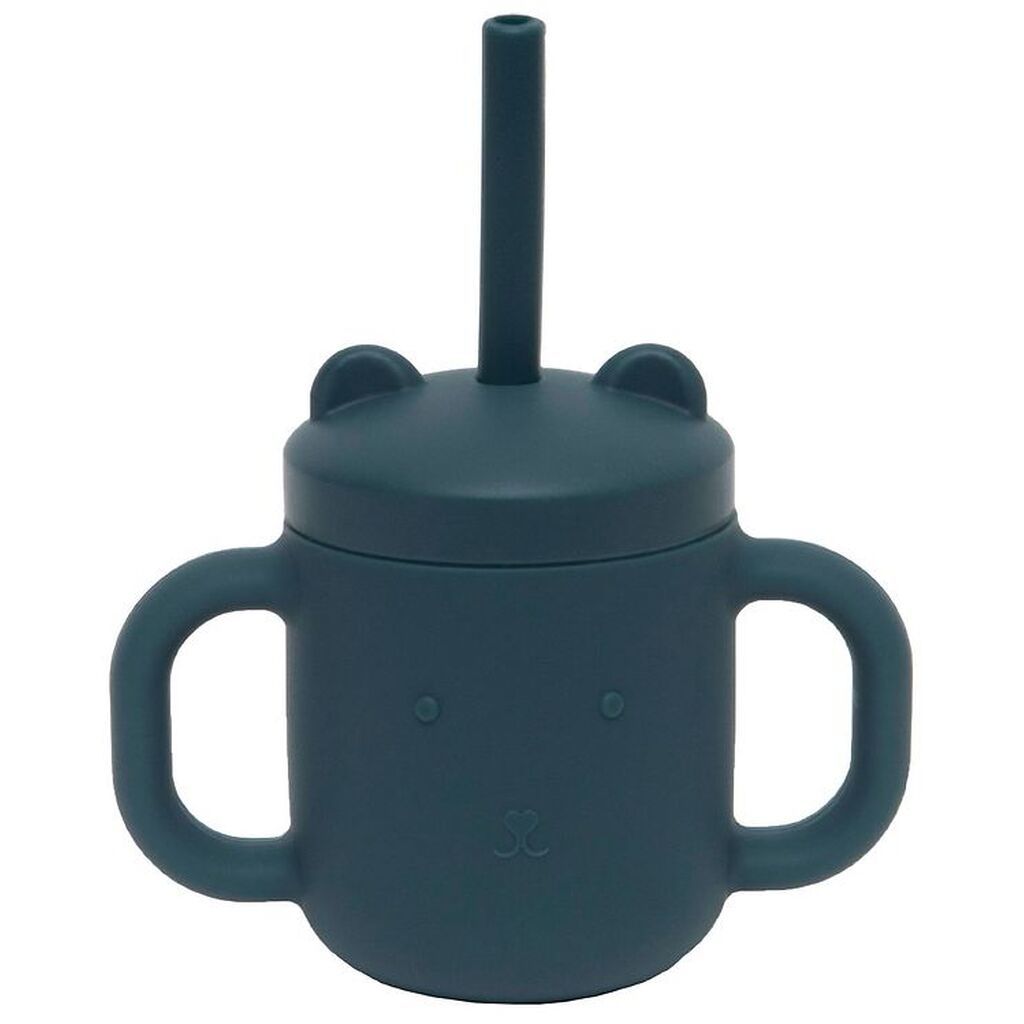 Petit Monkey Kop m. Sugerør - Silikone - 175 ml - Balsam Blue