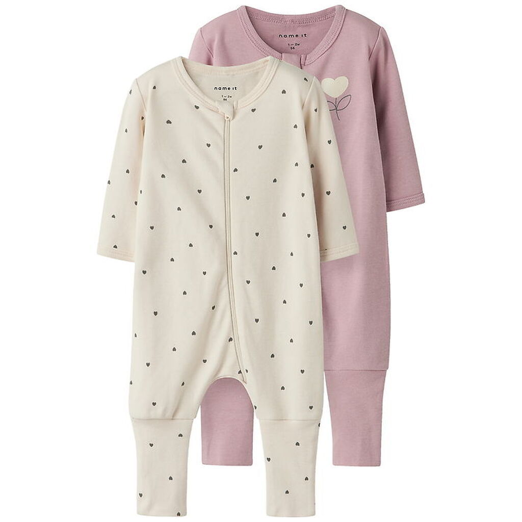 Name It Natdragt - 2-pak - Noos - NbfNightsuit - Summer Sand/W/D