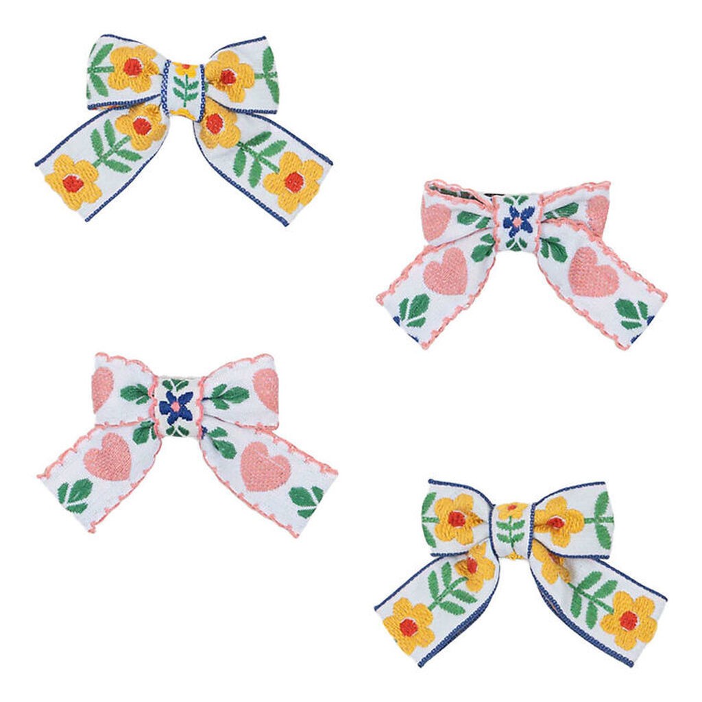 Konges Sløjd Hårspænder - 4-pak - Bow - White/Rose