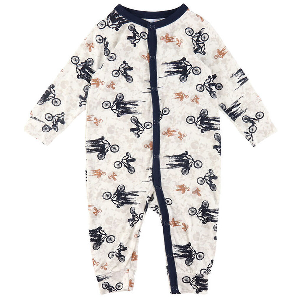 Joha Natdragt - Bambus - Off White/Marineblå m. Cykel