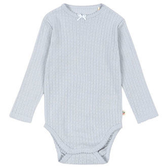 Konges Sløjd Body l/æ - Rib - Minnie - Gray Dawn m. Hulmønster