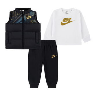 Nike Sæt - Dynevest/Bluse/Sweatpants - Sort/Hvid