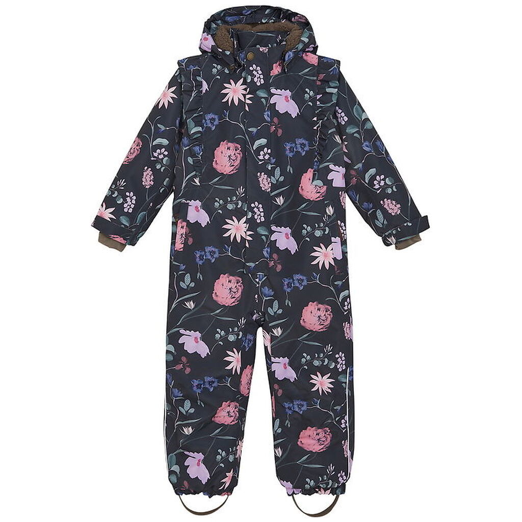 En Fant Flyverdragt - Ebony m. Blomster/Flæser