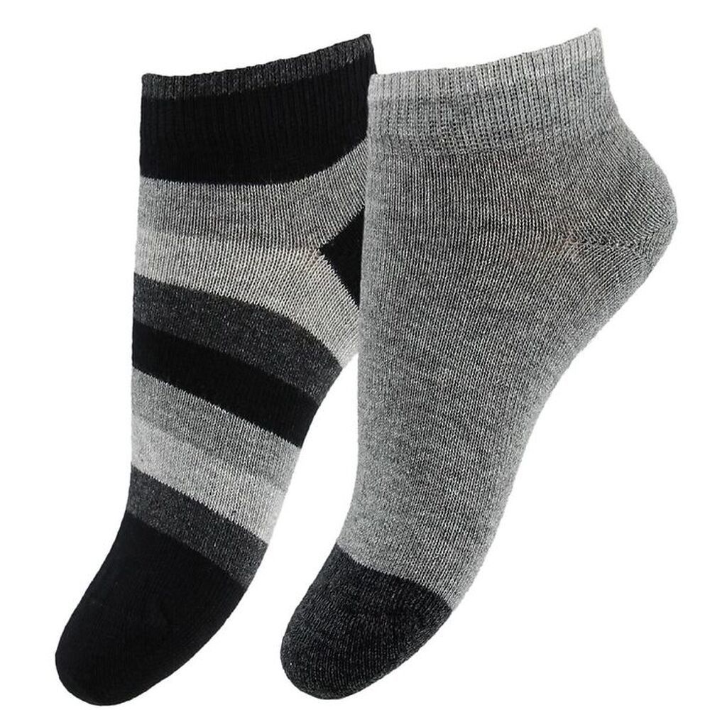 Tommy Hilfiger Ankelstrømper - 2-pak - Stripe - Gråmeleret/Sort