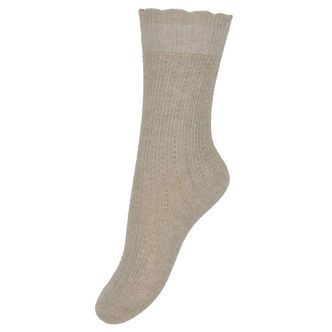 MP Strømper - Inger - Beigemeleret m. Hulmønster