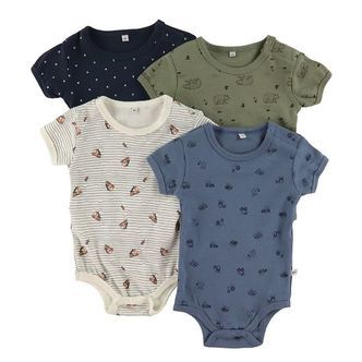 Pippi Baby Bodyer k/æ - 4-pak - Deep Lichen Green