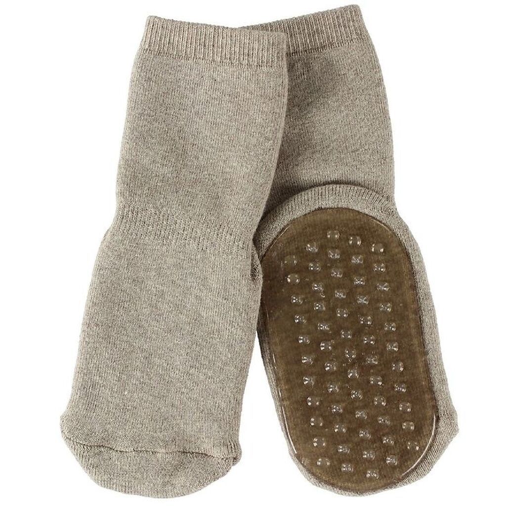 Mp Strømper m. Antiskrid - Brunmeleret
