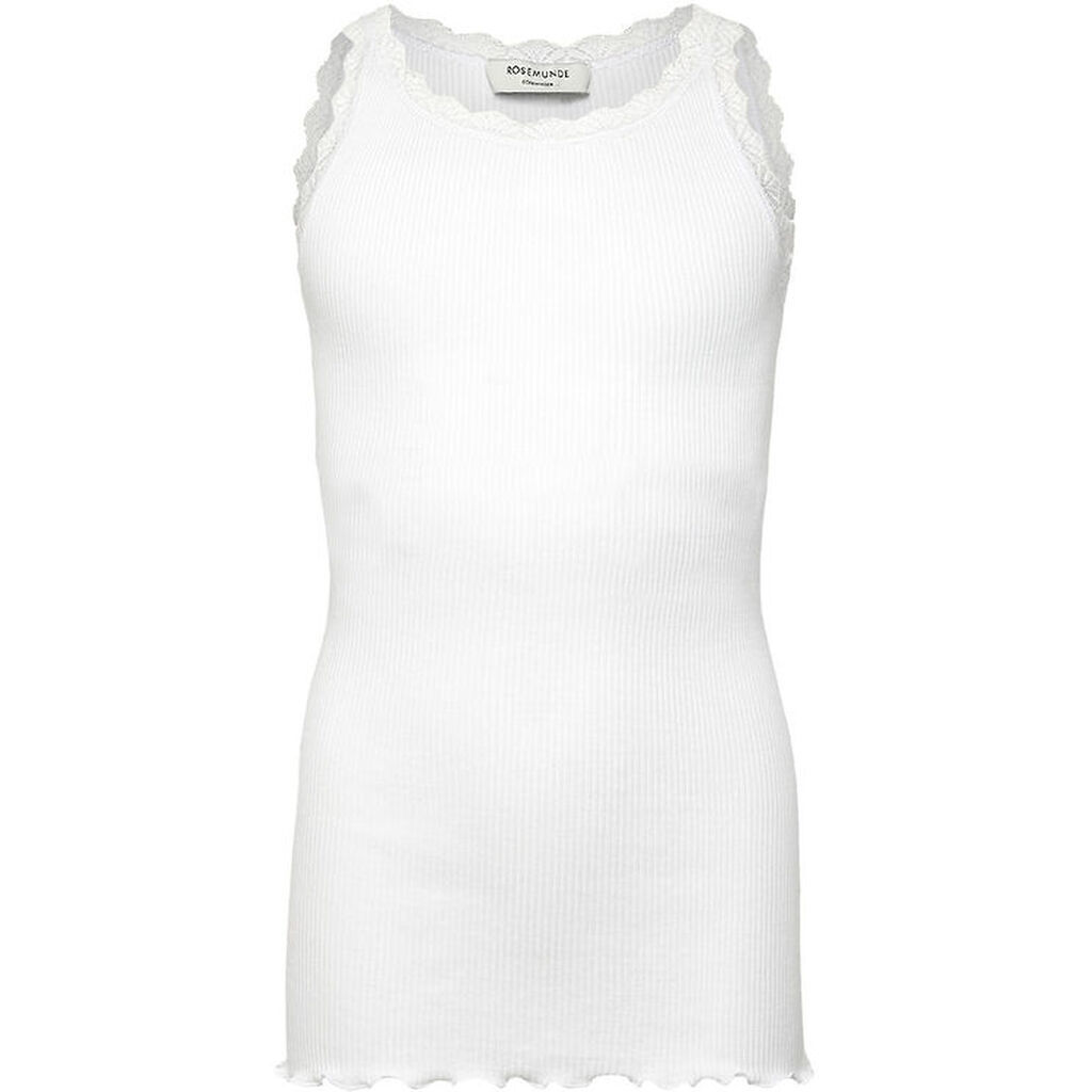Rosemunde Top - Lang - Rib - Balta - New White m. Blonder