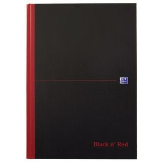 Oxford Notesbog - Hard Cover - Linieret - A4 - Sort/Rød