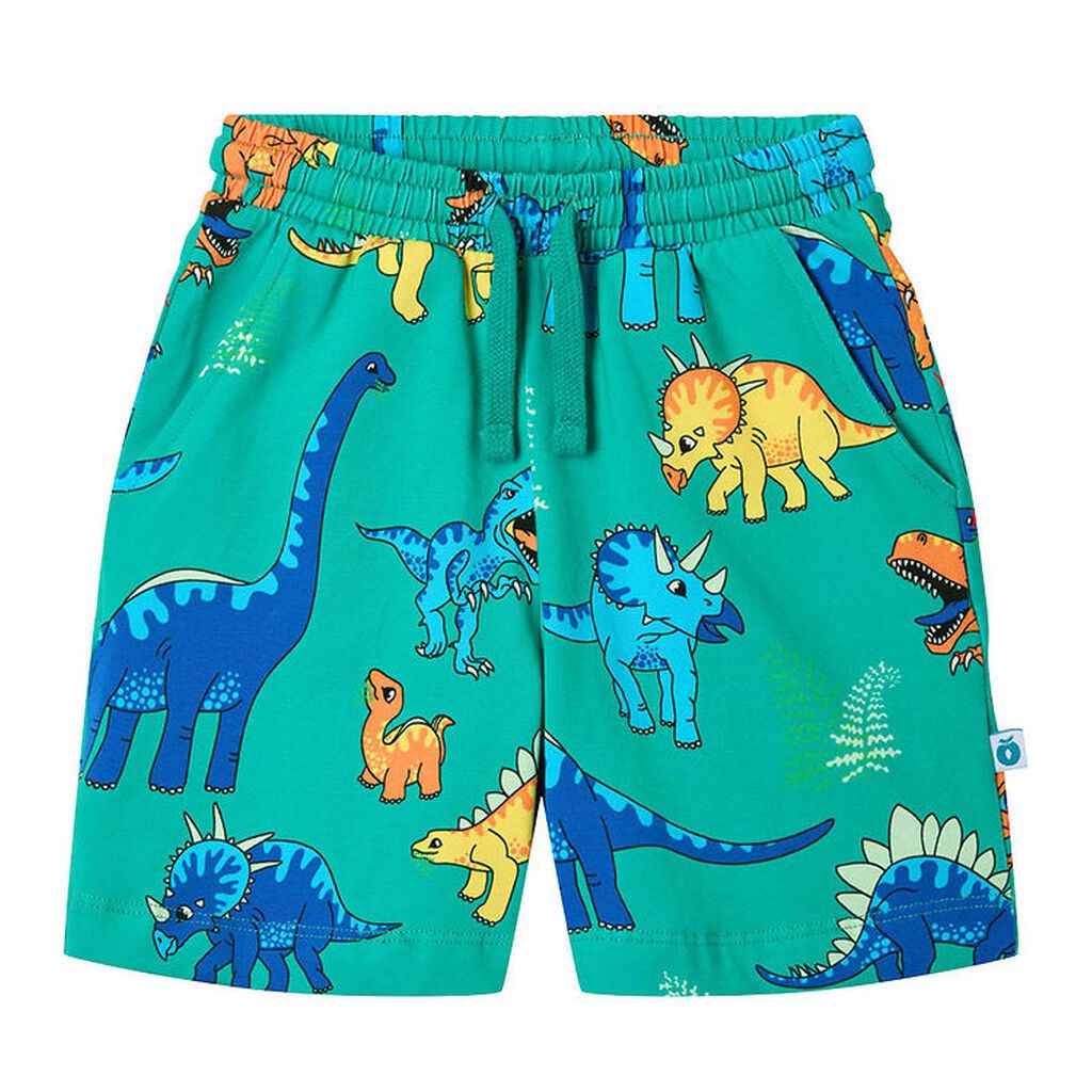 Småfolk Shorts - Teal m. Dinosaurer
