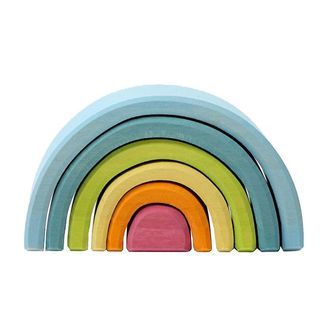 Grimms Trælegetøj - Regnbue - Lille - 6 Dele - Pastel