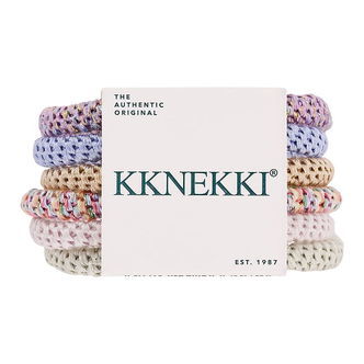 Kknekki Hårelastikker - Slim - 6-pak - Lilla/Beige/Grøn