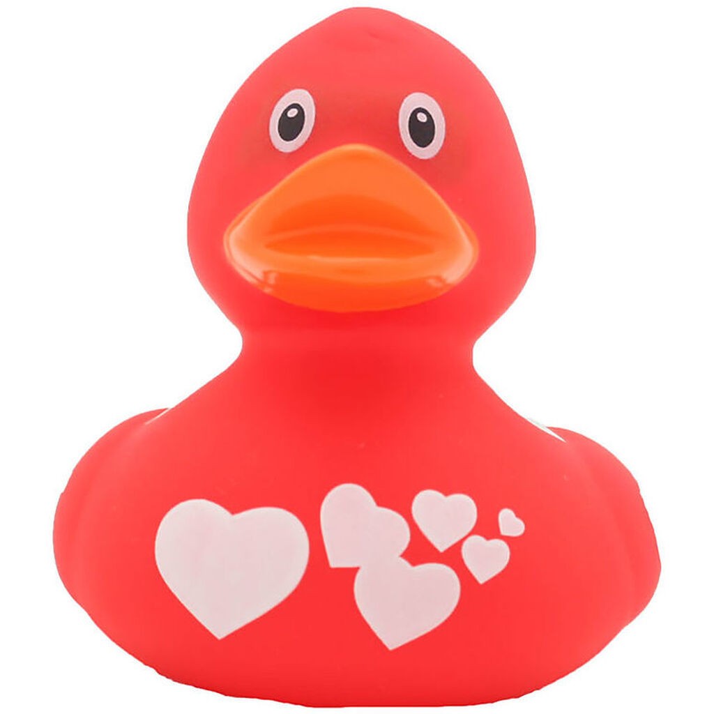 Badeand - Rød And m. Hvide Hjerter