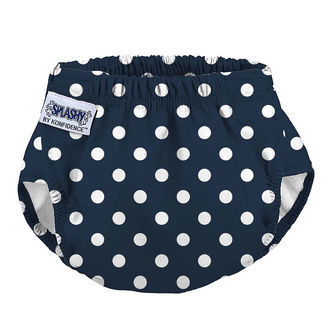 Konfidence Blebadebukser - e-Flex Splashy - Polka Navy/White Spo