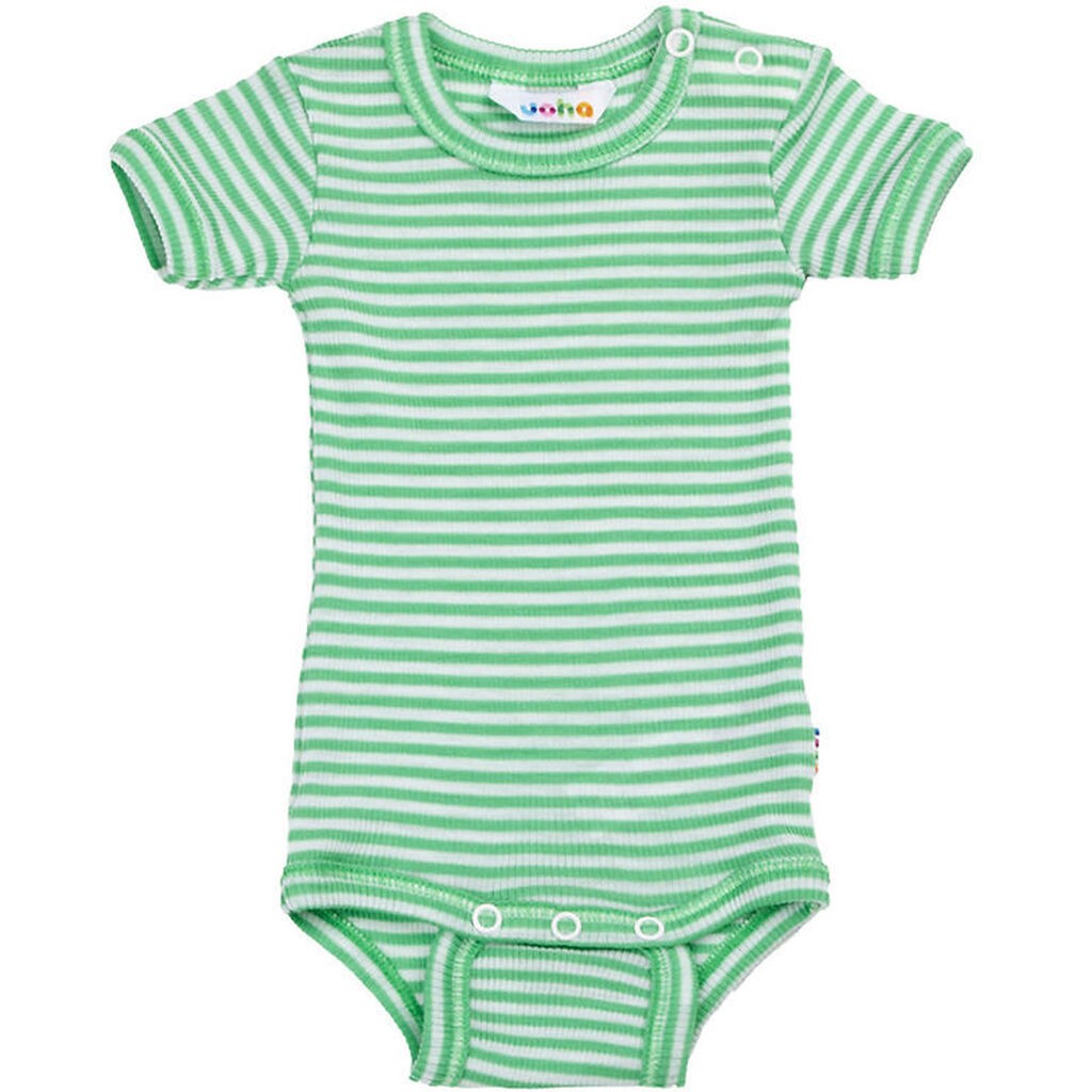 Joha Body k/æ - Rib - Uld/Silke - Off White/Grøn