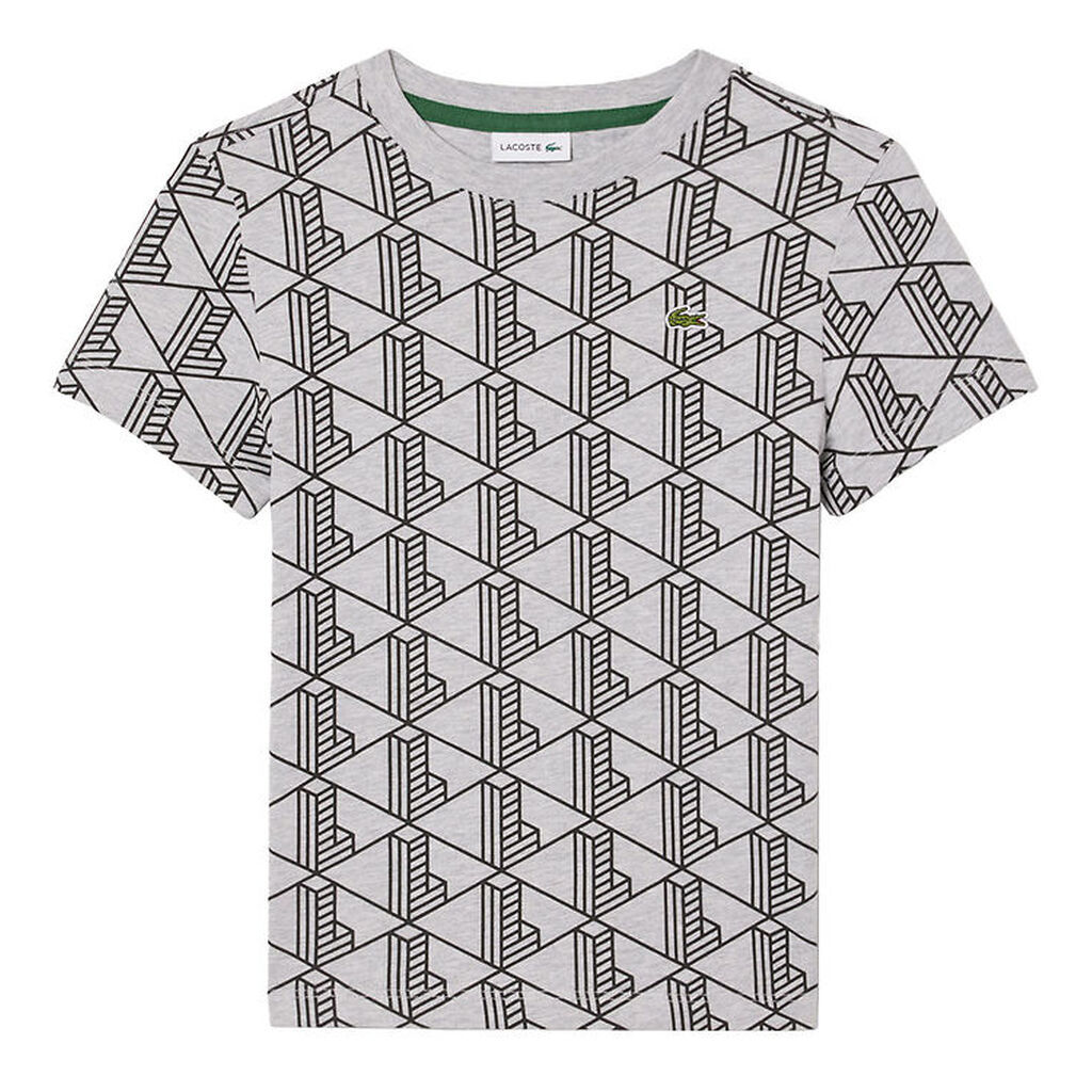 Lacoste T-shirt - Silver/Chine/Black m. Logo/Print