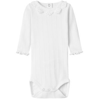 Name It Body l/æ - Rib - NbfDia - Cloud Dancer m. Hulmønster/Blo