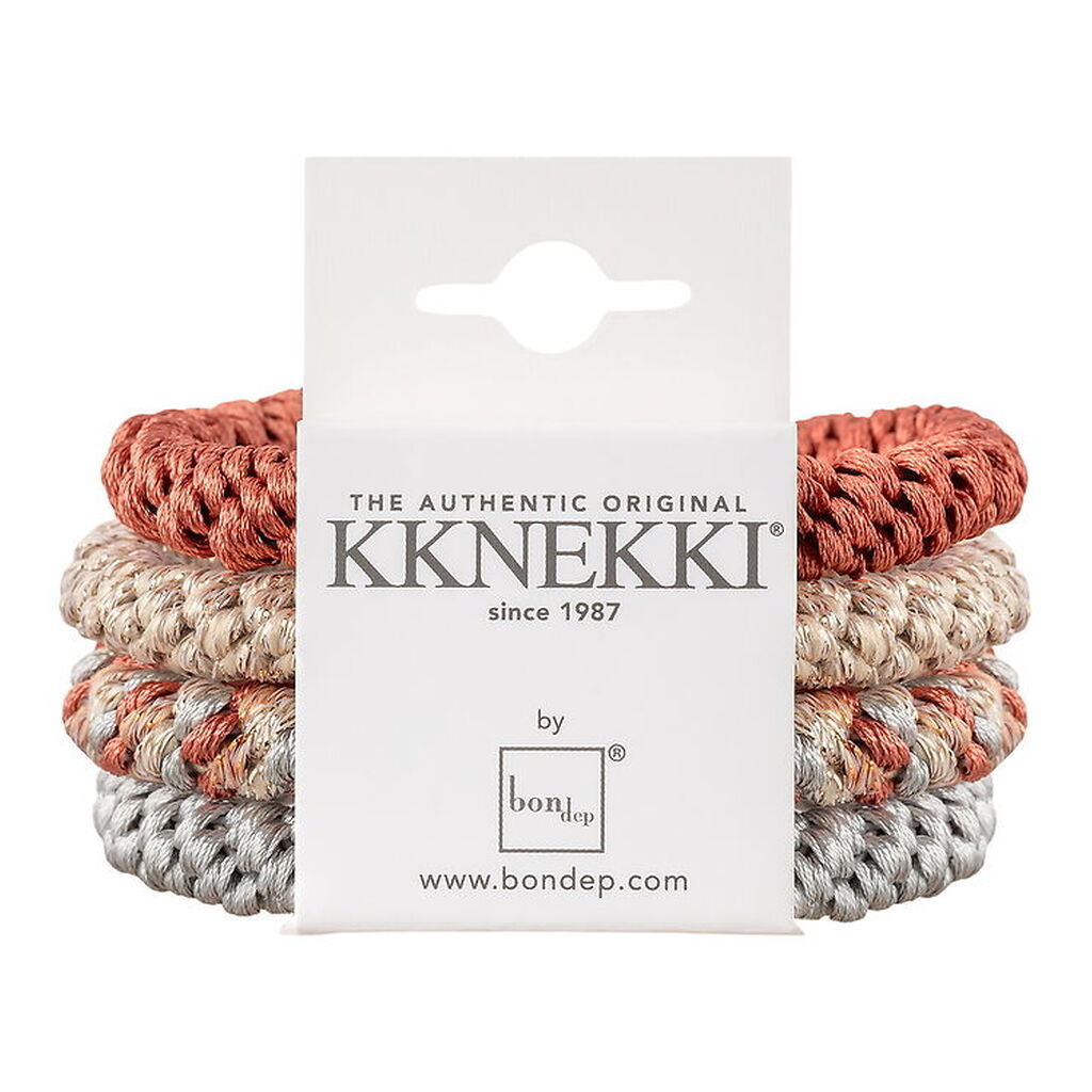 Kknekki Hårelastikker - 4-pak - Grey/Red/Beige