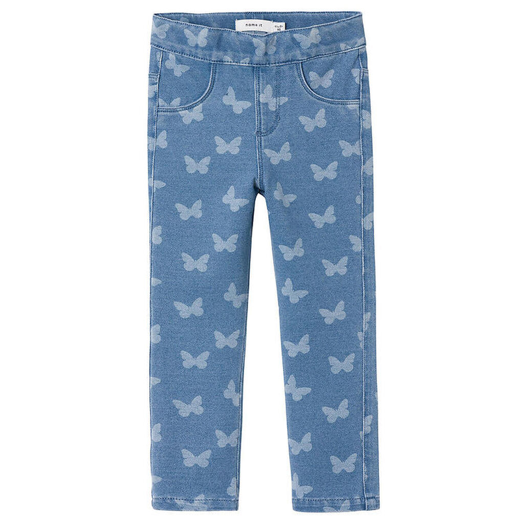 Name It Leggings - Noos - NmfSalli - Medium Blue Denim/Sommerfug