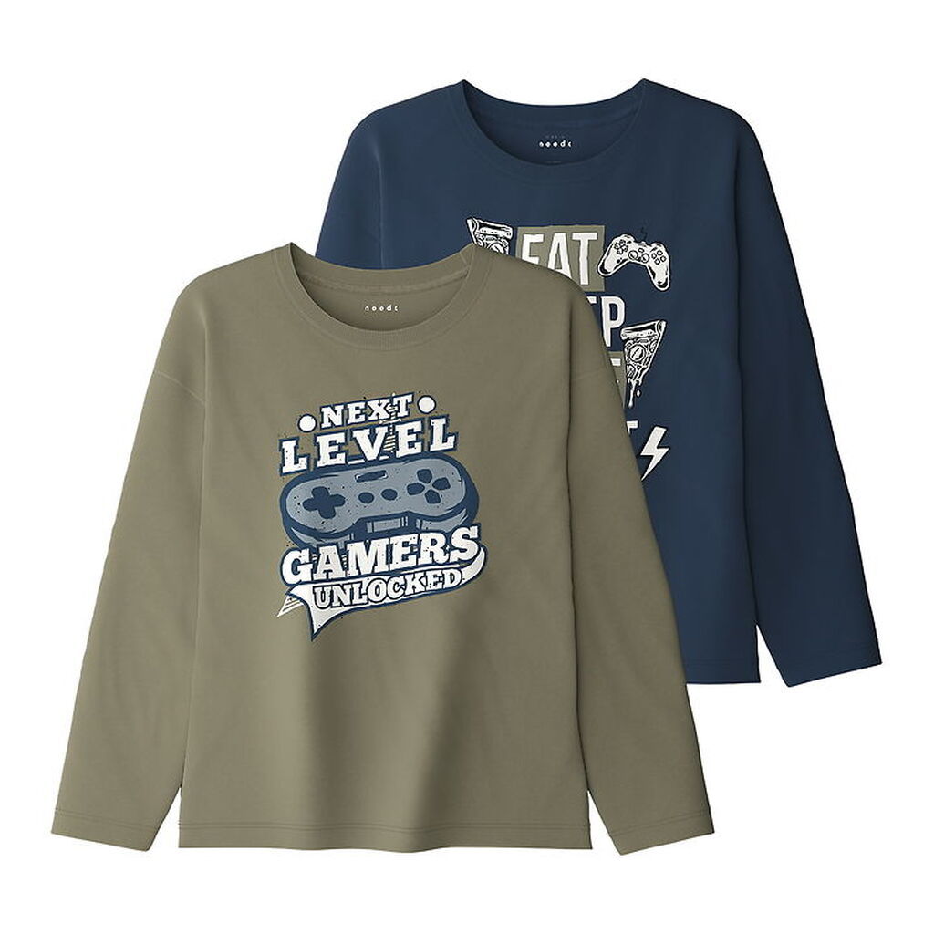 Name It Bluser - NkmVictor - 2-pak - Mermaid/Insignia Blue/ Eat