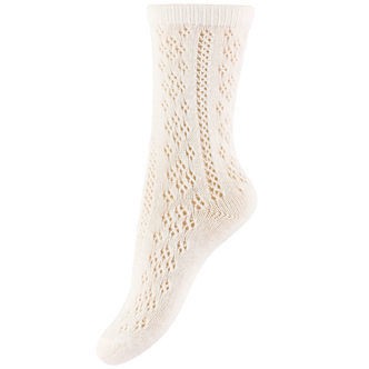 Konges Sløjd Strømper - Bomuld/Uld - Off White m. Hulmønster
