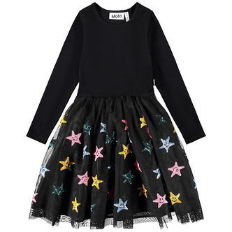 Molo Kjole - Rib - Cyrus - Sort med Palietter