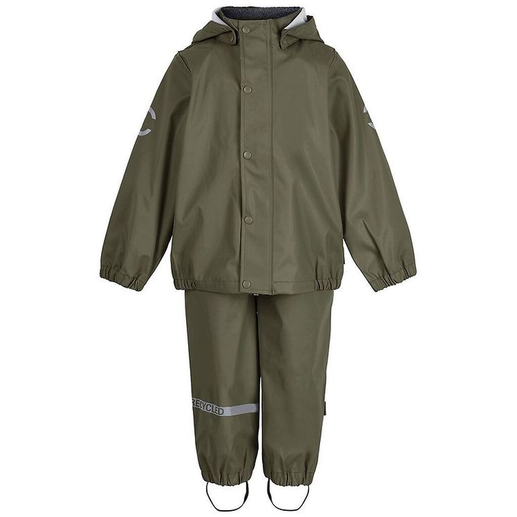 Mikk-Line Regntøj m. Seler - PU - Recycled - Dusty Olive