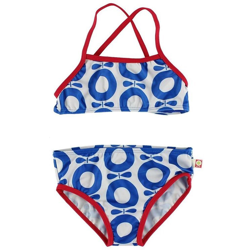 Katvig Classics Bikini - UV50+ - Hvid/Rød m. Blå Æbler