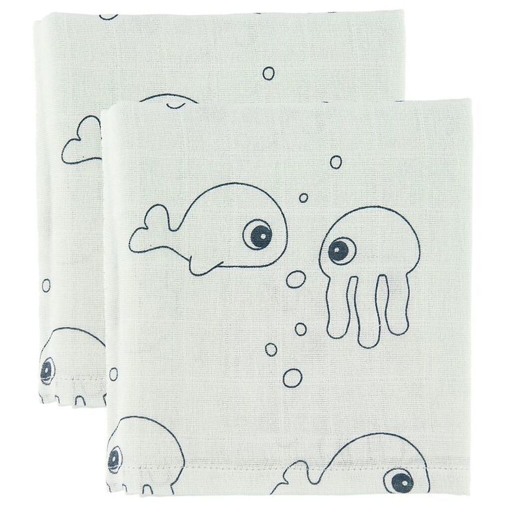 Done By Deer Babysvøb - 120x120 - 2 stk - Sea Friends - Blå