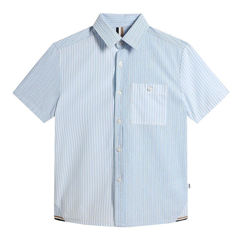 BOSS Skjorte - Hvid/Lyseblåstribet m. Navy