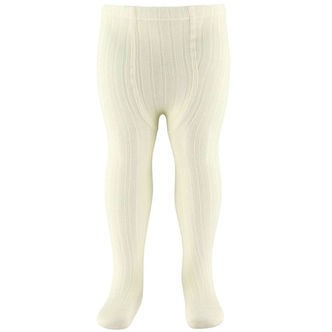 Condor Strømpebukser - Rib - Uld - Cream