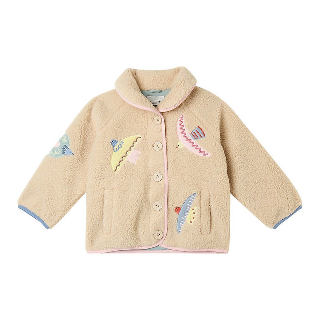 Stella McCartney Kids Fleecejakke - Beige m. Fugle