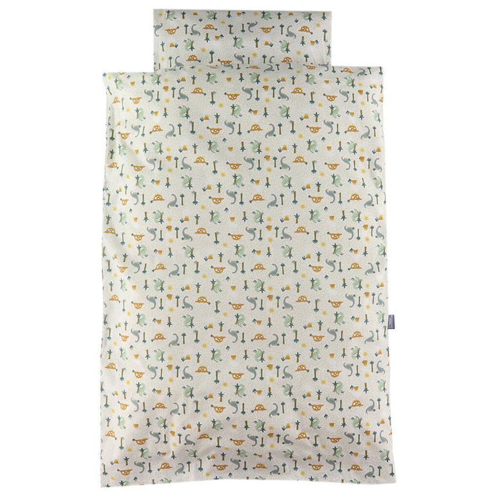 Nørgaard Madsens Sengetøj - Voksen - Hvid/Grøn m. Dinosaur