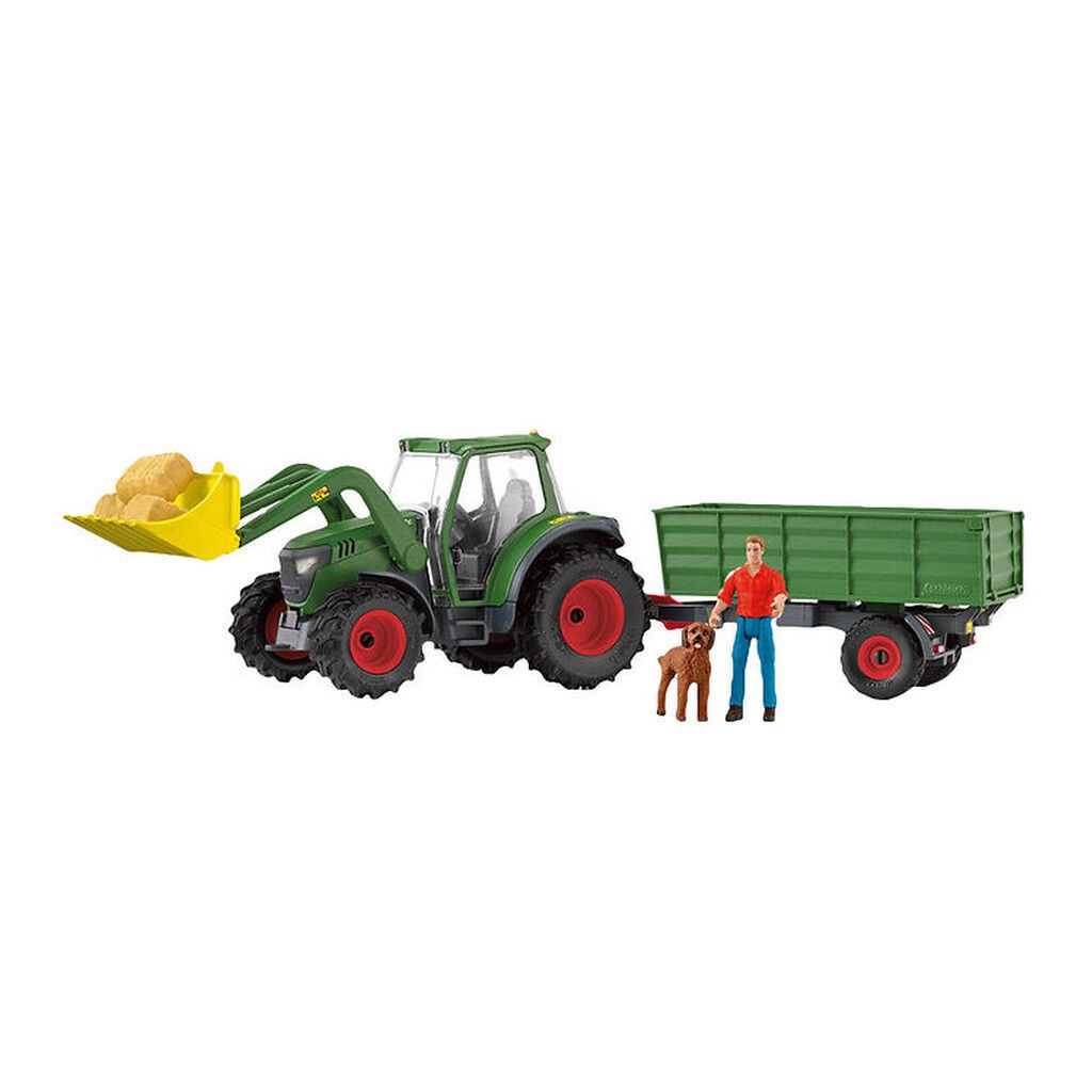 Schleich Farm World - Traktor Med Påhængsvogn - 42608