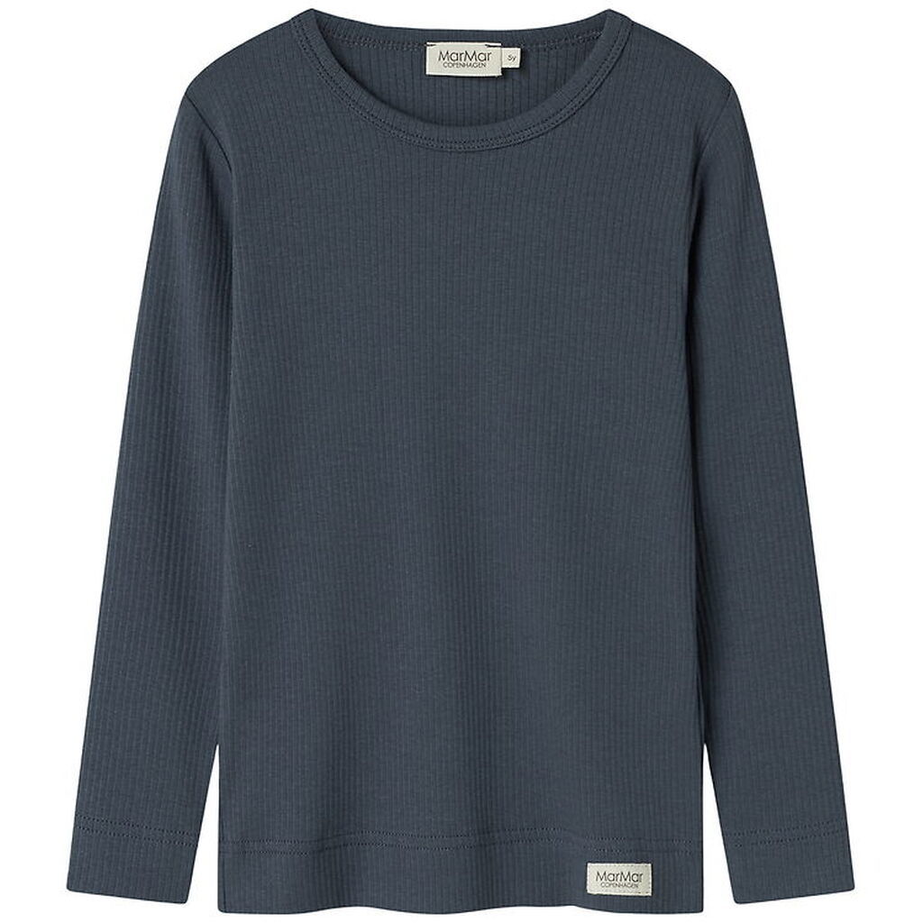 MarMar Bluse - Rib - Plain - Noos - Blå