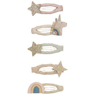 Mimi & Lula Hårspænder - 5-pak - 4 cm - Mini Unicorn Celeste