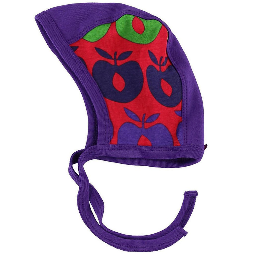 Småfolk Babyhjelm - Rød/Lilla m. Multi æbler