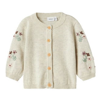 Name It Cardigan - Strik - NbfNussy - Peyote Melange m. Blomster