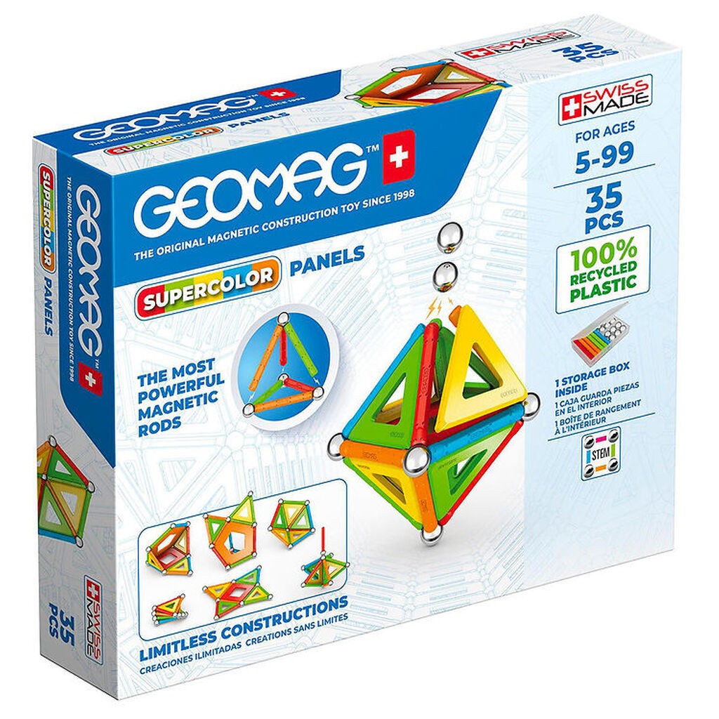 Geomag Magnetsæt - Supercolor Panels Recycled - 35 Dele