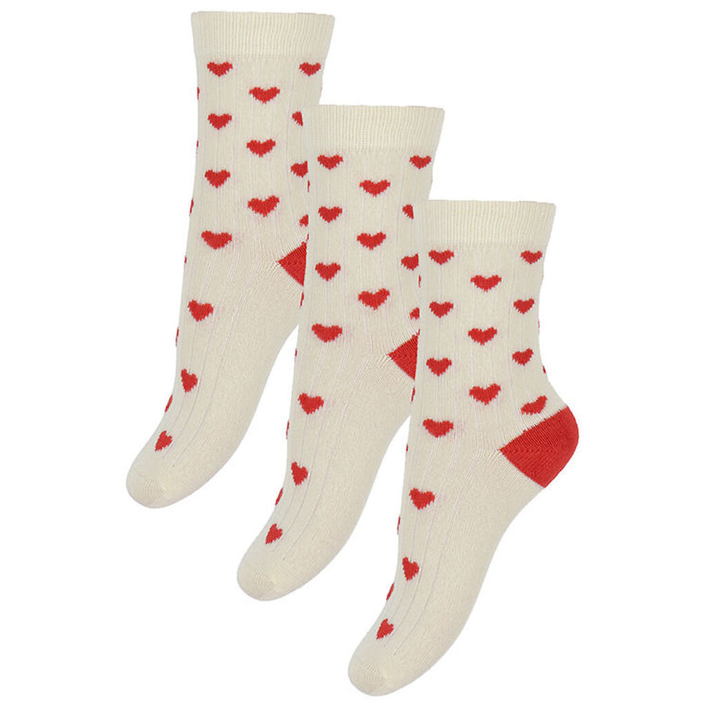 Minipop Strømper - Rib - Bambus - 3-pak - Bright Red