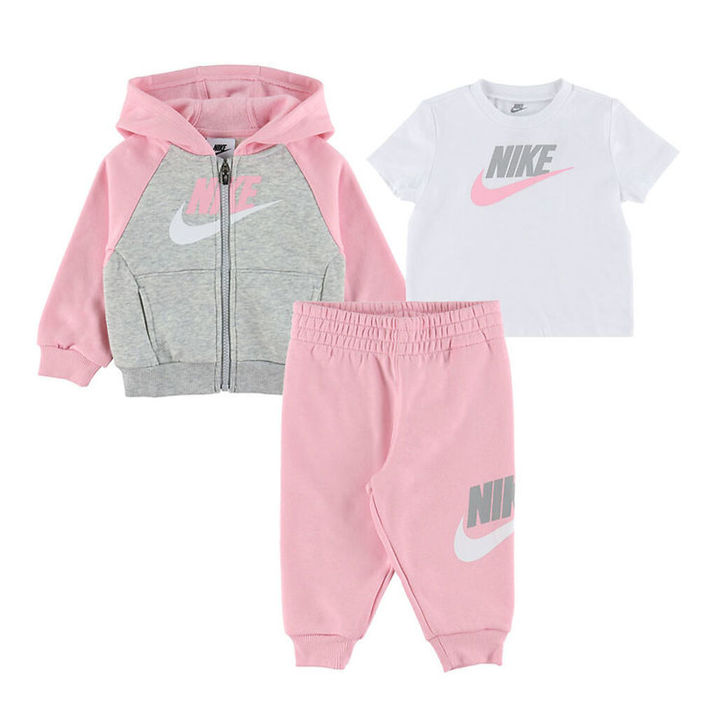 Nike Sweatsæt - Soft Pink/Gråmeleret