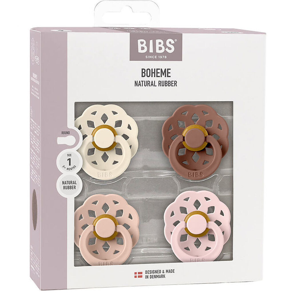 BIBS Boheme Sutter - Str. 1 - 4-pak - Rund - Blush Mix