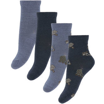 Name It strømper - 4-pak - Uld/Bomuld - NmmWak - Folkstone Gray/