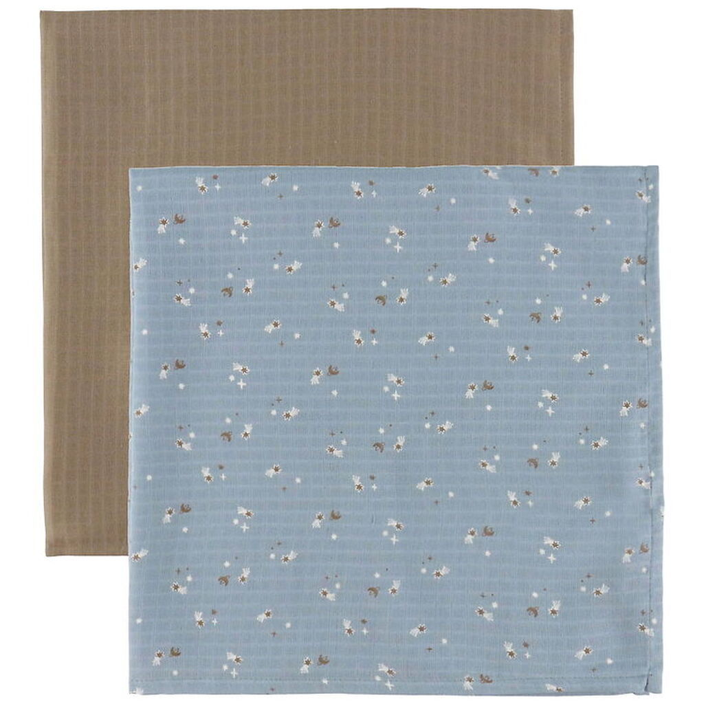 Müsli Stofbleer - 2-pak - 75x75 - Stars - Jasmin Blue/Balsam Cre