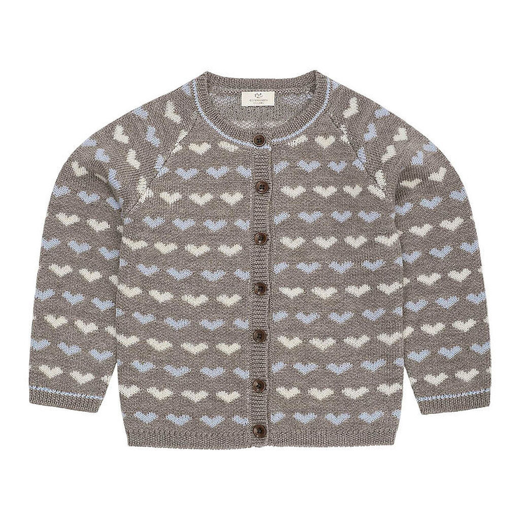 Copenhagen Colors Cardigan - Strik - Naturalmel/Dusty Blue Comb