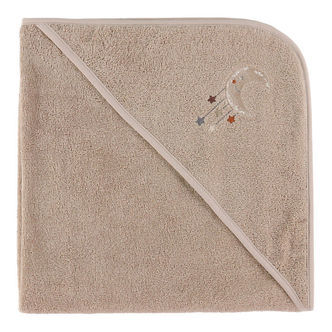 Nørgaard Madsens Babyhåndklæde - 75x75 - Sand m. Måne og Stjerne