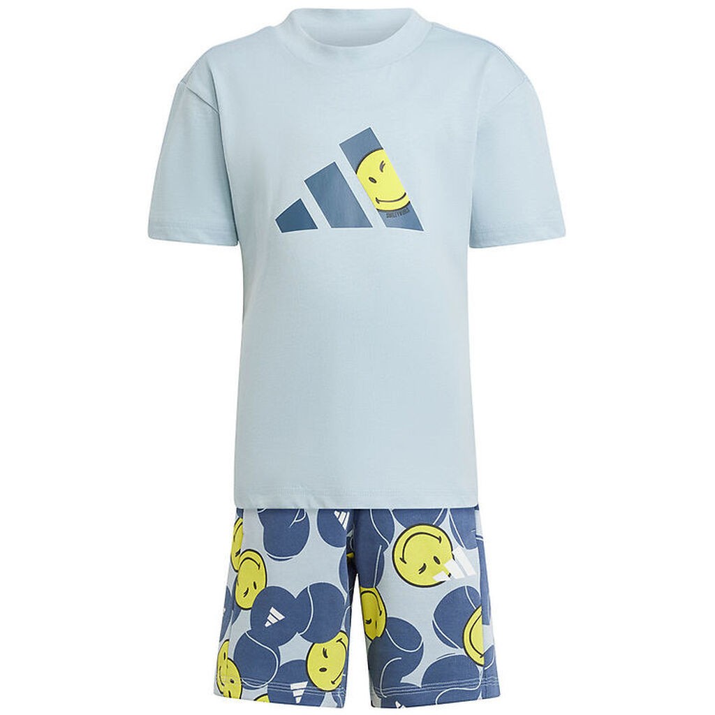 adidas Performance T-shirt/Sweathorts - Blå/Gul m. Smileyer