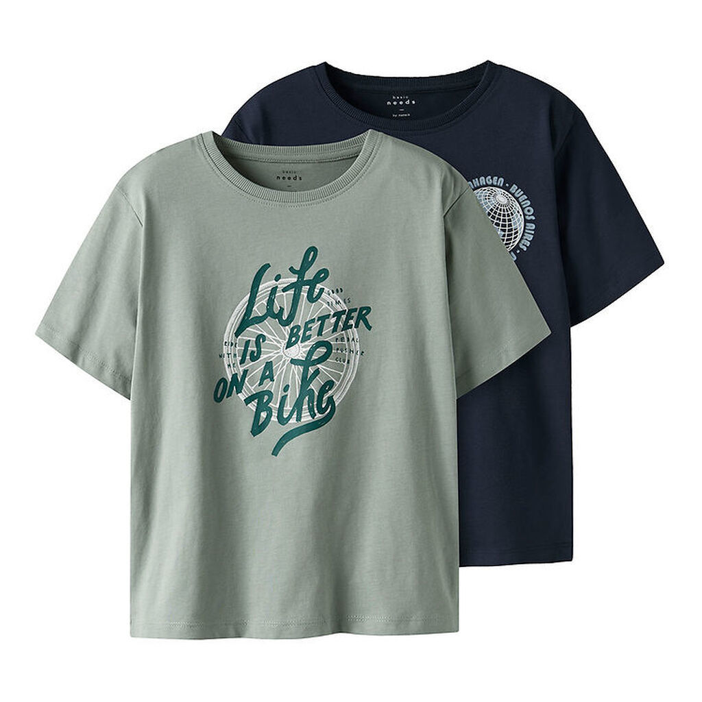 Name It T-shirt - NkmVagno - 2-pak - Slate Gray/Navy blazer