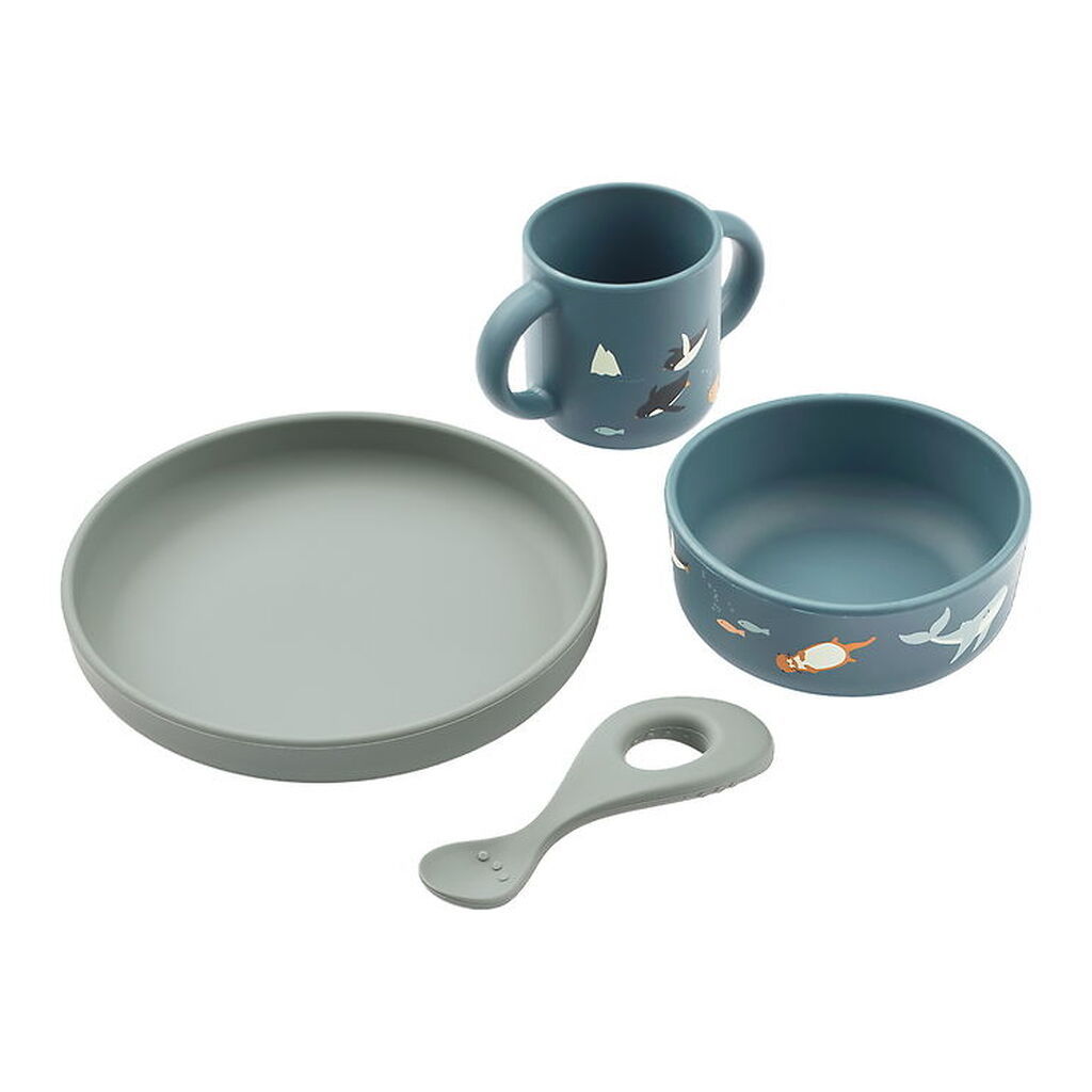 Liewood Spisesæt - Silikone - 4 dele - Vivi - Arctic Sea/Ocean